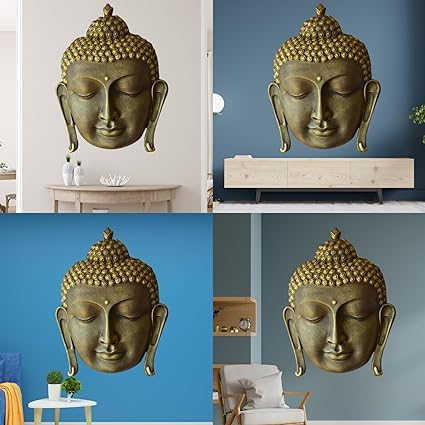 Shawshank 3 Feet Buddha Face Wall Hanging Mural Showpiece for Home Entrance Decor, Office, Study Room - Idol Statue Shri Buddha face Wall Mount