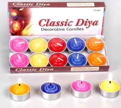 The Decor Affair 10-Piece Classic Diya Candles Set - Handcrafted Traditional Indian Lamps for Festivals, Diwali, and Home Decoration.