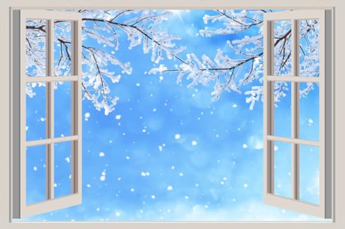 JVERF - JZZA33756 Winter Branches Snow| Self-Adhesive Open Window Wall Sticker