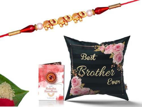 Pillow Rakhi for Brother with Gift - Rakhi with Rakhi Cushion with Filler Greeting Card- Rakhi for Brother, Gifts for Brother, Gifts for Rakhi, Gifts for Rakshabandhan Rakhi Gifts-CH-BRO-18-PE