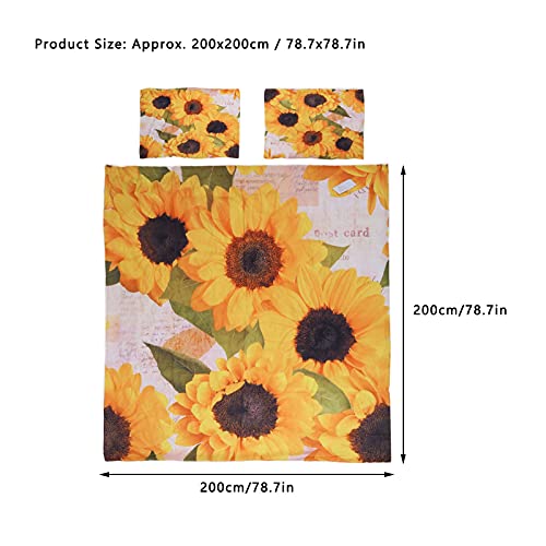 Bedding Set, Soft Flower Pattern Comfortable 3PCS/Set Quilt Cover for Bedroom for Home for Hotel(200 * 200)