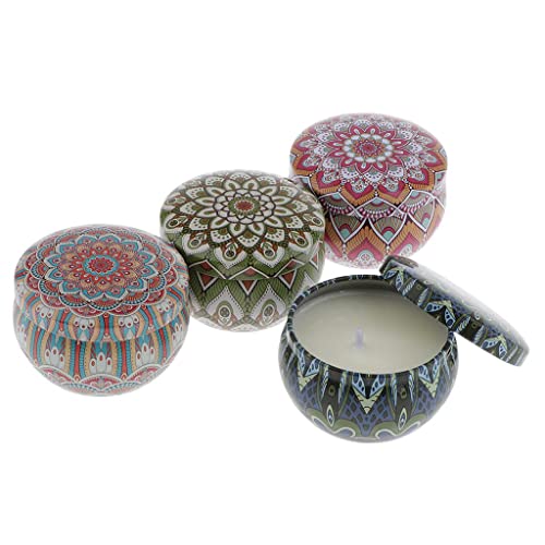 THE STYLE SUTRA 4 Pieces National Style Scented Candle Natural Soy Wax Portable Tin Candles