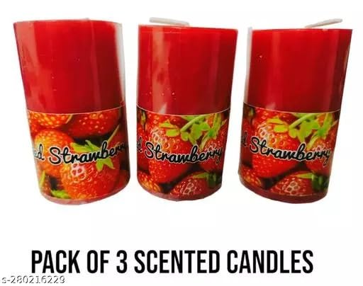 The Decor Affair Set of 3 Premium Red Colour Pillar Candles Gift Set | Long-Lasting Red Pillar Candles for an Enchanting Home | Luxurious Red Pillar Candle Gift Set for Home Enhancement.