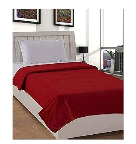 Akin Fleece Single Bed AC Blanket Plain Light Weight for Bedroom & Living Room (60x90) inch Pack of 1 (Red)