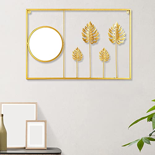 bnf Metal Leaf Wall Art Decorative Mirror Background for Home Living Room Office Monstera Straight