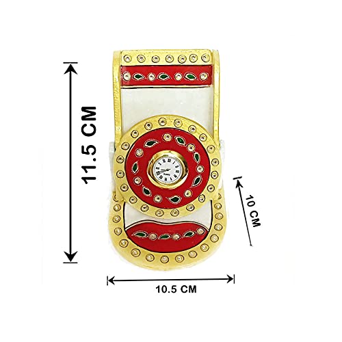 Handicraft Kingdom Mobile Holders for Home Use for Bed Use for Office Desktop Table | Smart Cell Phone Stand with Inbuilt Small Clock & Pillar Clock | Approx Size (4.5 Inch) & Wt (1050 Gm) Pack of 2