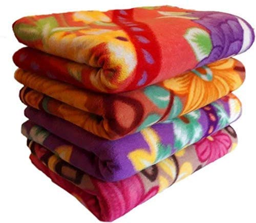 OMAJA HOME Printed Polar Fleece Double Bed Blanket Pack of 4 (Multi-Color)