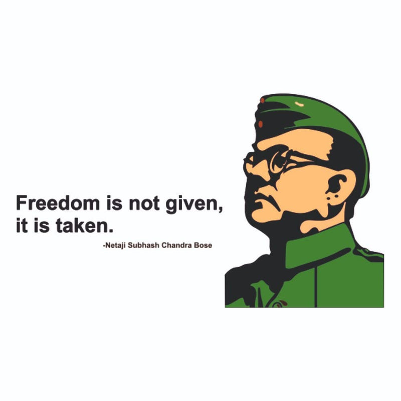 Wallzone Netaji Medium Vinyl Wallsticker for Home Decoration (80 cm x 47 cm)