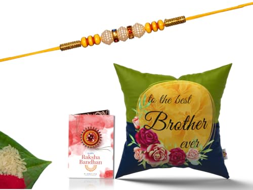 Pillow Rakhi for Brother with Gift - Rakhi with Rakhi Cushion with Filler Greeting Card- Rakhi for Brother, Gifts for Brother, Gifts for Rakhi, Gifts for Rakshabandhan Rakhi Gifts-CH-BRO-23-PA