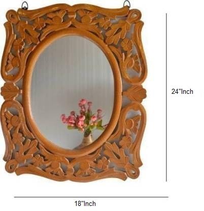 VAS Collection MDF Mirror Frame for Wall Decor,Bedroom,Living Room,Bathroom & Hallway,24"x18" (Light Brown)