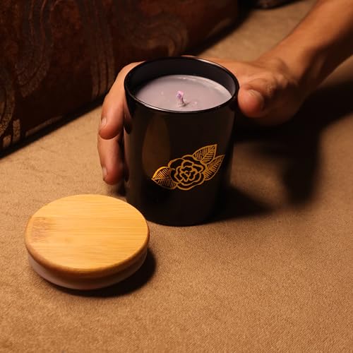 CANDLEVANNAH Aroma Scented Soy Wax Customize Wooden Candle,280gm, 30+ Hrs| Luxury Aroma Therapy Wooden Design | Scented Candles for Home Decor Gift Set Customize Colour & Scent