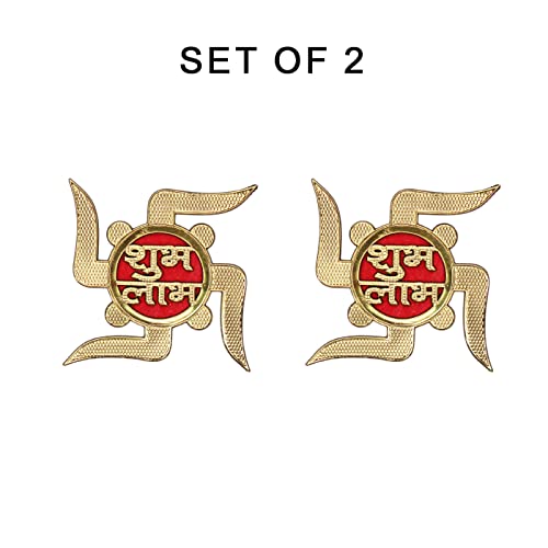 Baal Decorative Diwali Shubh Labh Swastik Sticker/Wall Sticker for Living Room, Home and Temple Wall Decoration on Diwali and Other Festivals (Set of 2)