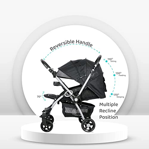 R for Rabbit Chocolate Ride Stylish Baby Stroller and Pram for Baby, Kids, Infants, Newborn, Boys & Girls of 6 Months to 3 Years | 6 Months Warranty | (Black)