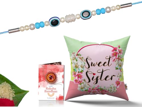 Pillow Rakhi for Brother with Gift - Rakhi with Rakhi Cushion with Filler Greeting Card- Rakhi for Brother, Gifts for Brother, Gifts for Rakhi, Gifts for Rakshabandhan Rakhi Gifts-CH-SIS-35-PC