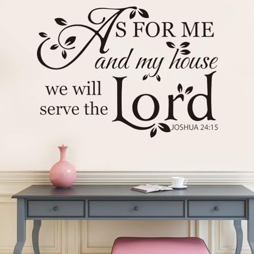 VVWV Bible Quotes Wall Decal Joshua Saying Home Religion Quotes Vinyl Wall Sticker As Me My House We Will Serve L x H 48 cm x 56 cm