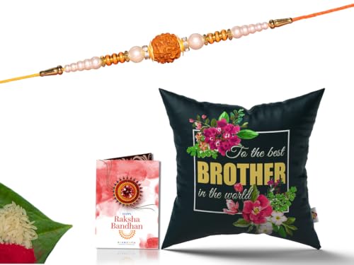 Pillow Rakhi for Brother with Gift - Rakhi with Rakhi Cushion with Filler Greeting Card- Rakhi for Brother, Gifts for Brother, Gifts for Rakhi, Gifts for Rakshabandhan Rakhi Gifts-CH-BRO-24-PB