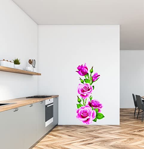 Sticker Yard Pink Rose Flower Vinyl Wall Sticker for Living Room/Bedroom/Office and All Decorative Wall Stickers 40X76 CM