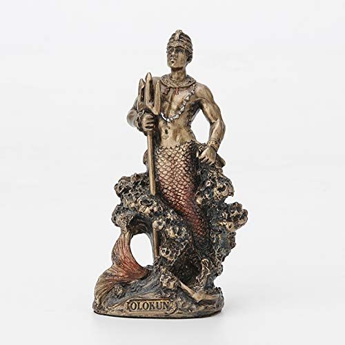 Veronese Design 3 1/2 Inch Olokun Santeria Orisha Owner of The Deep Sea Hand Painted Cast Resin Antique Bronze Finish Statue Home Decor