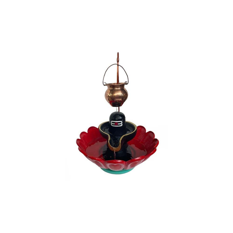 Waahkart FRP Handmade Durable Unbreakable Decorative Traditonal Shivling Water Fountain for Home, Office, Temple, Hotel Décor (Black-Red)