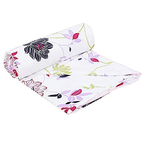 LOOKLAND Single Bed Ac Blanket Dohar/Quilt Pink Flowers, Fabric - Poly Cotton, Color Fastness Guarantee (Multi, Single)