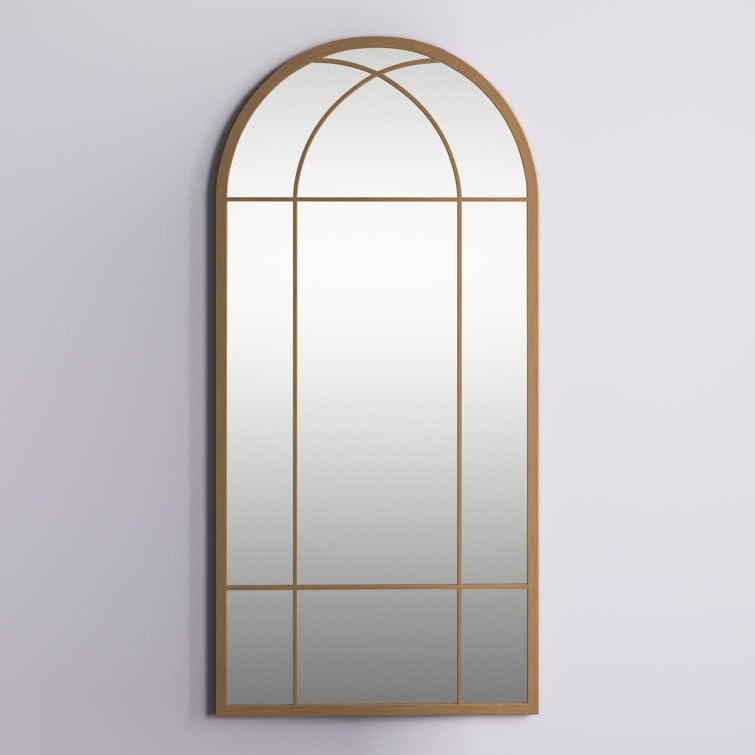 VENETIAN IMAGE Metal Arched Wall Mirror 19x40 Elegant Home Décor for Entryway, Hallway, Living Room (Gold)