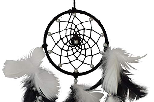 Daedal dream catchers - Little Bitty Hand Made Wool Blend Wall Hanging for Home Decor (31X 14X 2 cm, Black and White)