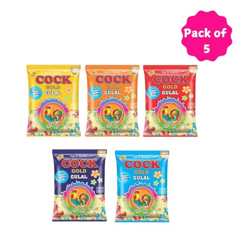 DaisyRoots Gold Gulal - Muliticolor (Pack of 5) | 100% Natural and Herbal Gulal | Organic Coloured Powder | Non-Toxic and Skin-Friendly Holi Gulal | Holi Celebration (GULAL)
