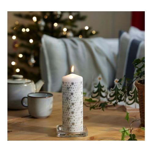 Uppfylld Vinterfint Unscented Pillar Candle, Silver-Colour, 19 cm (7 ½ ")