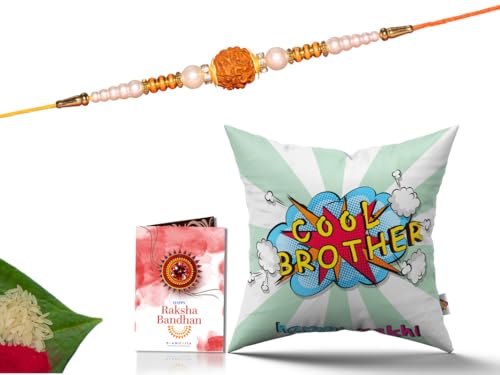 Pillow Rakhi for Brother with Gift - Rakhi with Rakhi Cushion with Filler Greeting Card- Rakhi for Brother, Gifts for Brother, Gifts for Rakhi, Gifts for Rakshabandhan Rakhi Gifts-CH-BRO-28-PB