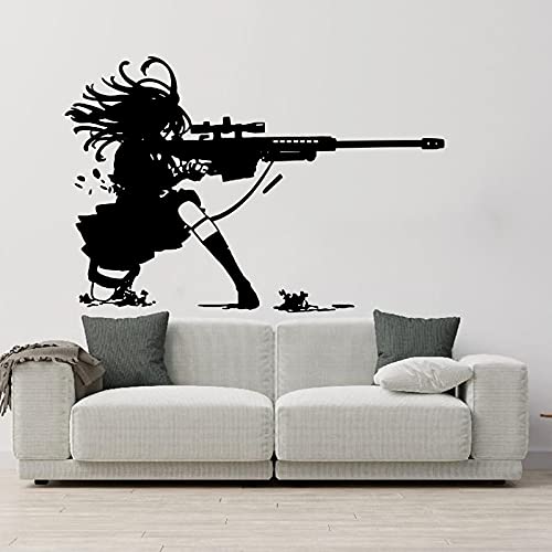 GADGETS WRAP Vinyl Decal Sticker Anime Manga Girl Sniper Rifle Shooting (Item Finish Size : 75cm x 54cm)