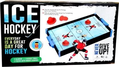 Kidistik Wooden Ice Hockey Fun Game Table Mini Tabletop Air Hockey Game for Kids/Adults (Non-Electric)