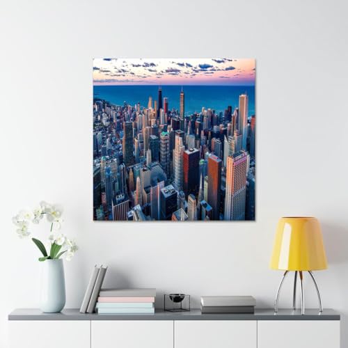 GADGETS WRAP Canvas Gallery Wrap Framed for Home Office Studio Living Room Decoration (17x17inch) - City Buildings Sky (2)