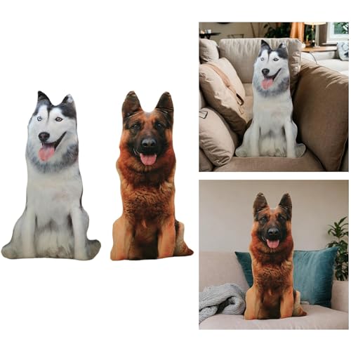 CALANDIS® 3D Dog Throw Pillow 20Cm Cute Creative Animal Plush Toy for Office Car Couch Gray | 1 Throw Pillow