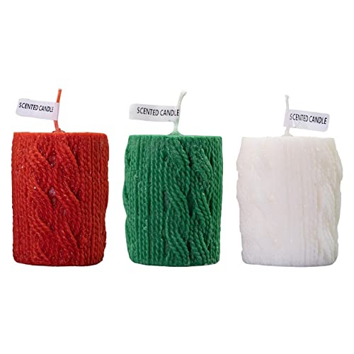 ATORSE® Mini Yarn Candle Flameless Decorative Romantic for Holiday Valentines Dating Red