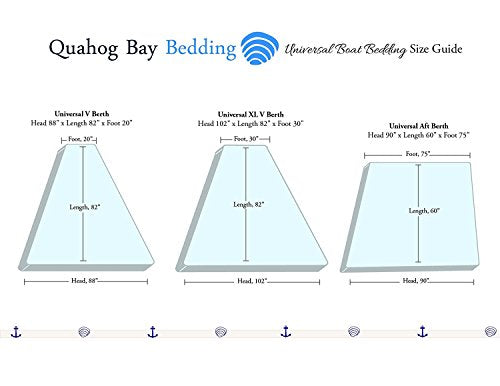 CinchFit USA Made Boat Bedding - Quahog Bay Boat Sheets (Blue, Universal XL V Berth)