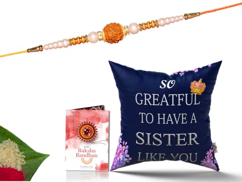 Pillow Rakhi for Brother with Gift - Rakhi with Rakhi Cushion with Filler Greeting Card- Rakhi for Brother, Gifts for Brother, Gifts for Rakhi, Gifts for Rakshabandhan Rakhi Gifts-CH-SIS-32-PB