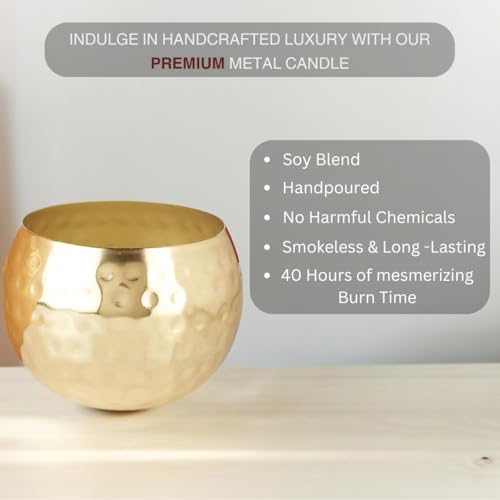 Asian Aura Scented Soy Blend Candle in Hammered Gold Jar with Gift Box | Smokeless, Long-Lasting Aroma Candle for Home Decor, Events, Relaxation, and Gifting (Gold, English Lavender)