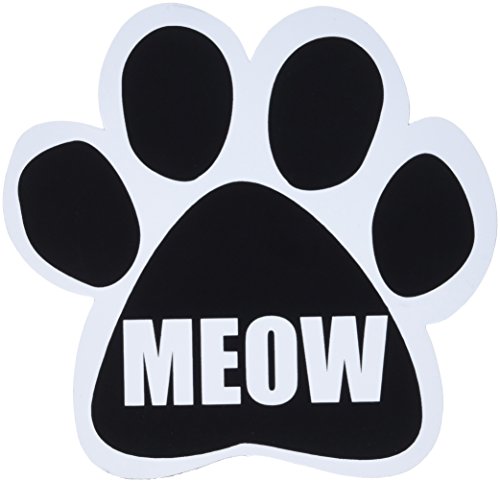 "Meow" Car Magnet with Unique Paw Shaped Design Measures 5.2 by 5.2 Inches Covered in UV Gloss for Weather Protection