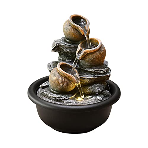 SECRET DESIRE Indoor Waterfall Fountains Meditation Relaxing Office Decor Desktop Fountain Round Pot