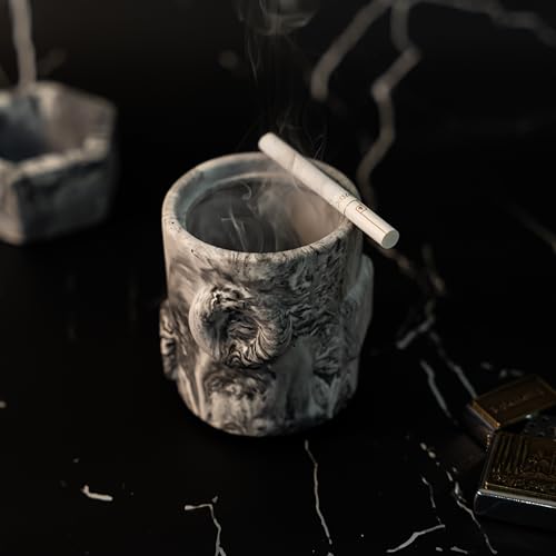 Greyt Eternal Blaze Concrete Modern Gray Ashtray with Lid