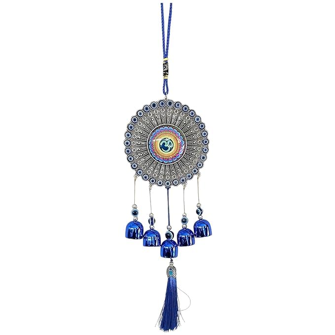 SITARAMAN Collection Wind Chime for Home & Office Main Door Entrance Wall Hanging for Positive Vibes & Removes Negative Energy Nazar Battu Evil Eye (34 cm Height) (Metal, Blue)