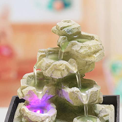 ATORSE® Desktop Fountain 4 Tiers Meditation Illuminated Water Fountains with Lights