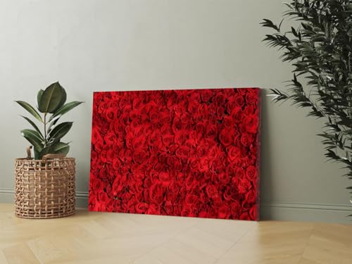 GADGETS WRAP Canvas Gallery Wrap Framed for Home Office Studio Living Room Decoration (17x11inch) - Love Red Roses