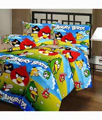 Jaipur Fabrics Polyester Blend Blizz Mont ''Angry Bird'' Super Soft Cartoon Design Print Reversible Kid's Single Bed Dohar (Multicolor, Standard)