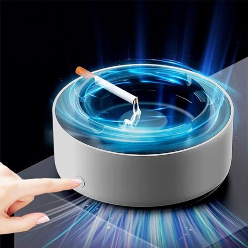 Sevia Portable Easy To Clean Ashtray Self-Extinguishing Ashtray Cigarette Ashtray with Spinning Tray Non-Slip Base Suitable for Home Office (Grey)