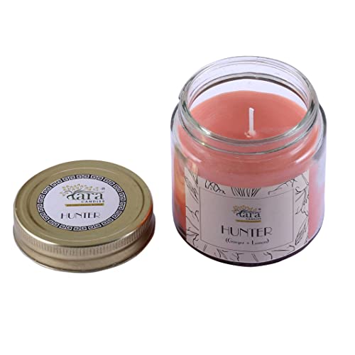 Tara Candles - Pataka of India - Hunter (Ginger with Lemon Fragrance) | Scented & Smokeless Screw Lid Jar Candles |Cotton Wick |Relaxation & Aromatherapy | 100% Organic Blended Soy Wax | Large Size