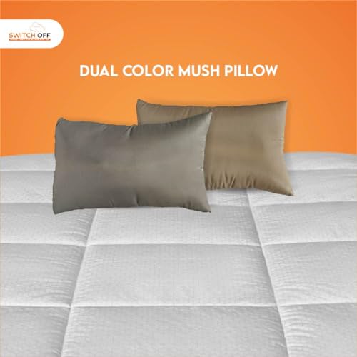 Switch-off Smart Adjustable Mush Color Pillow,Discover The Perfect Pillow for Your Best Night's Sleep (17X27Inch) (Pack of 6, Beige and Grey)