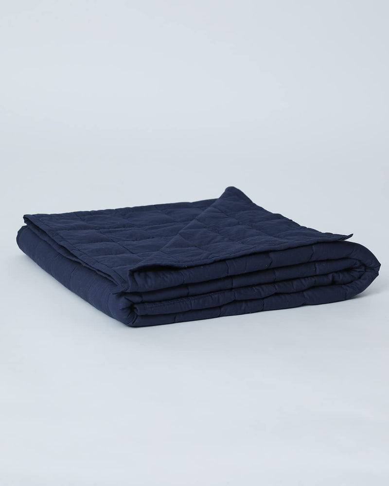 Tucked In | All Season Blanket | Indigo - Cotton Weighted Blanket | Cotton Material Filled with High Density Glass Beads | Anxiety Blanket | Standard Size (50" x 75")