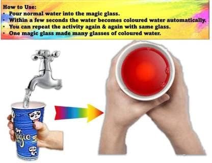 LUCKYMORDEN Reusable Magic Colour Glass for Holi with Magical Colour Changing ITC Paper Reusable Glass to Covert Normal Water into Food Grade Colourful Water in Second (Multicolour)