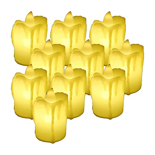 Veecraft LED Candles, Smokeless/Flameless Tealight Candles, Battery Operated for Home Decoration, Diwali, Christmas, Anniversary, Birthday (Yellow, Melting Flame, Pack of 24)